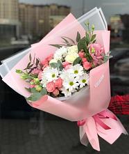 Букет цветов из:  Розы, Лизиантусы и Хризантемы #REPLACE_PRED# Глубоком Краснодарский край